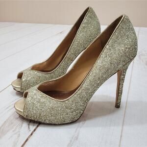 Badgley Mischka kassidy platino glitter bridal wedding heels shoes